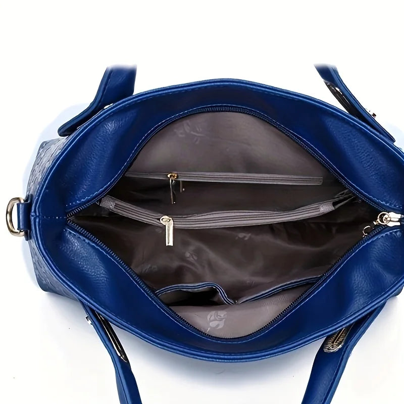 4PCS Geometric Tote Bag Set - Handbag, Crossbody, Clutch & Card