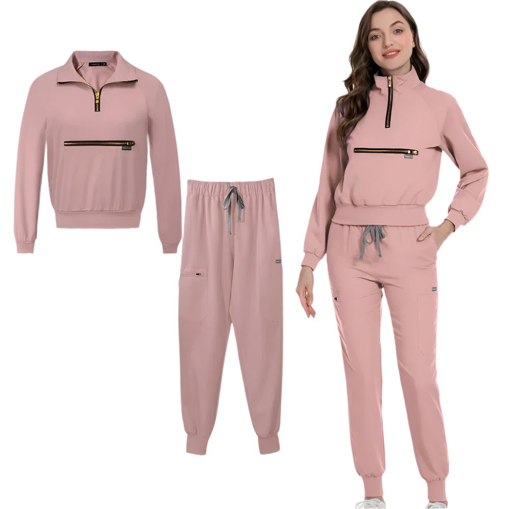 Stylish & Comfortable: Long Sleeve Fashion Medical Scrub Set for All-Day Comfort