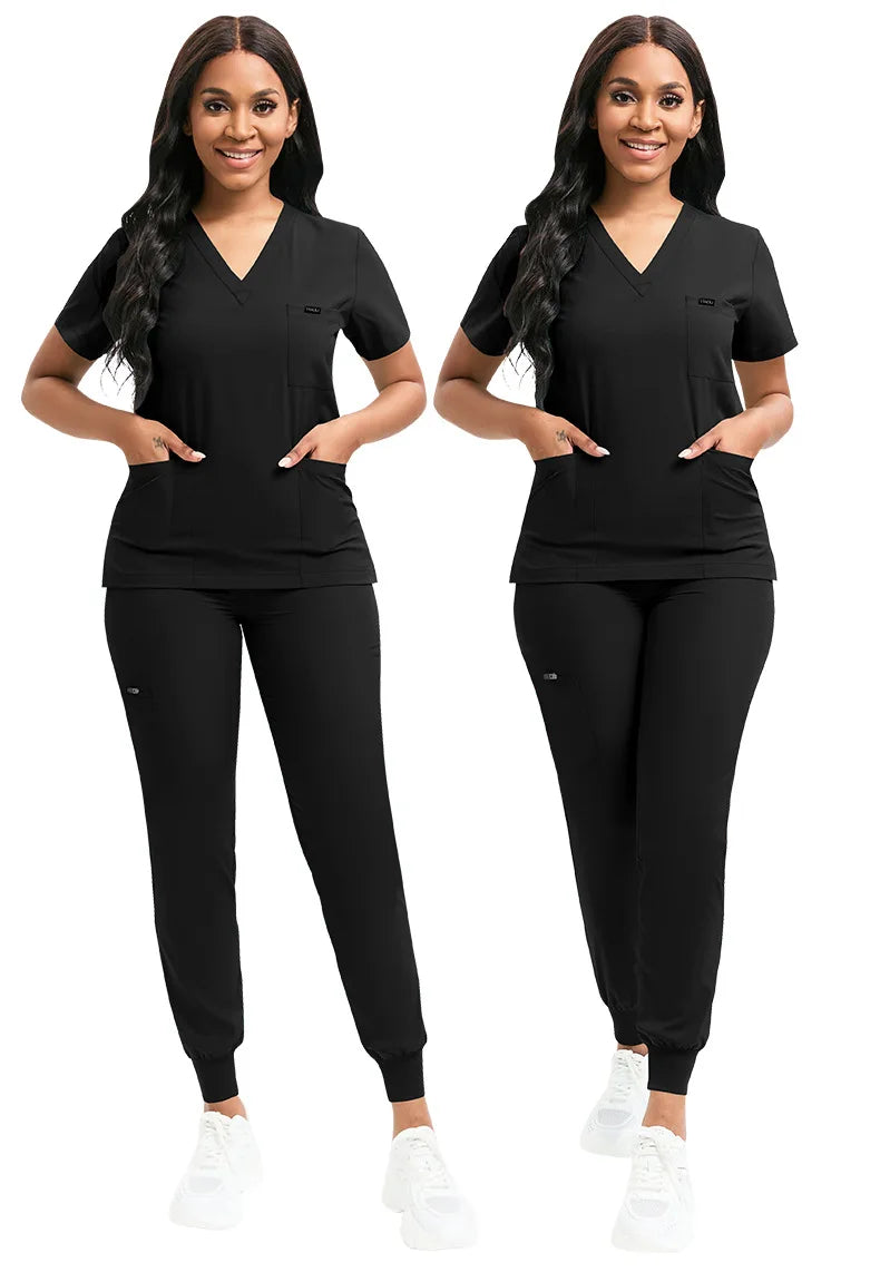 Multicolor Unisex Medical Scrubs Set - Short Sleeve V-Neck Workwear