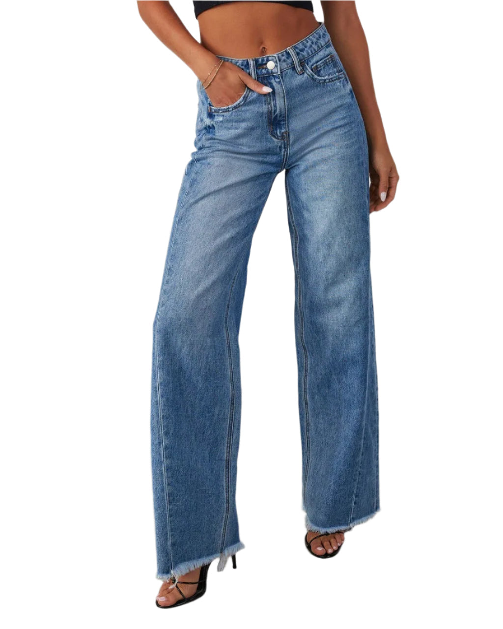 Women’s Straight Floor-Length High Waist Spliced Jeans