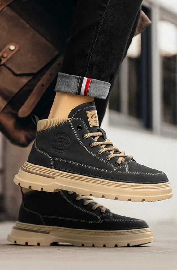 Men's British Retro High-Top Work Boots – Vintage Style Streetwear Footwear