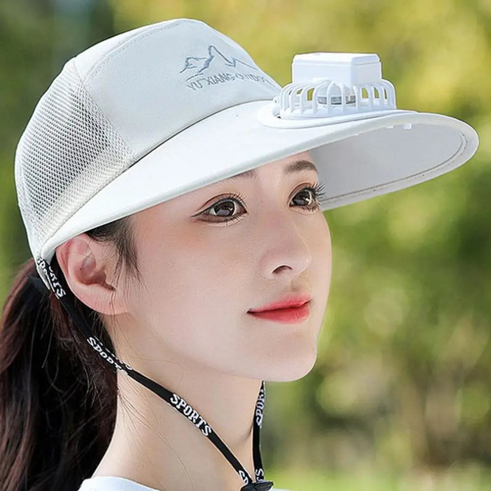 Large Brim Fan Hat - Rechargeable UV Protection Sun Shading Cap