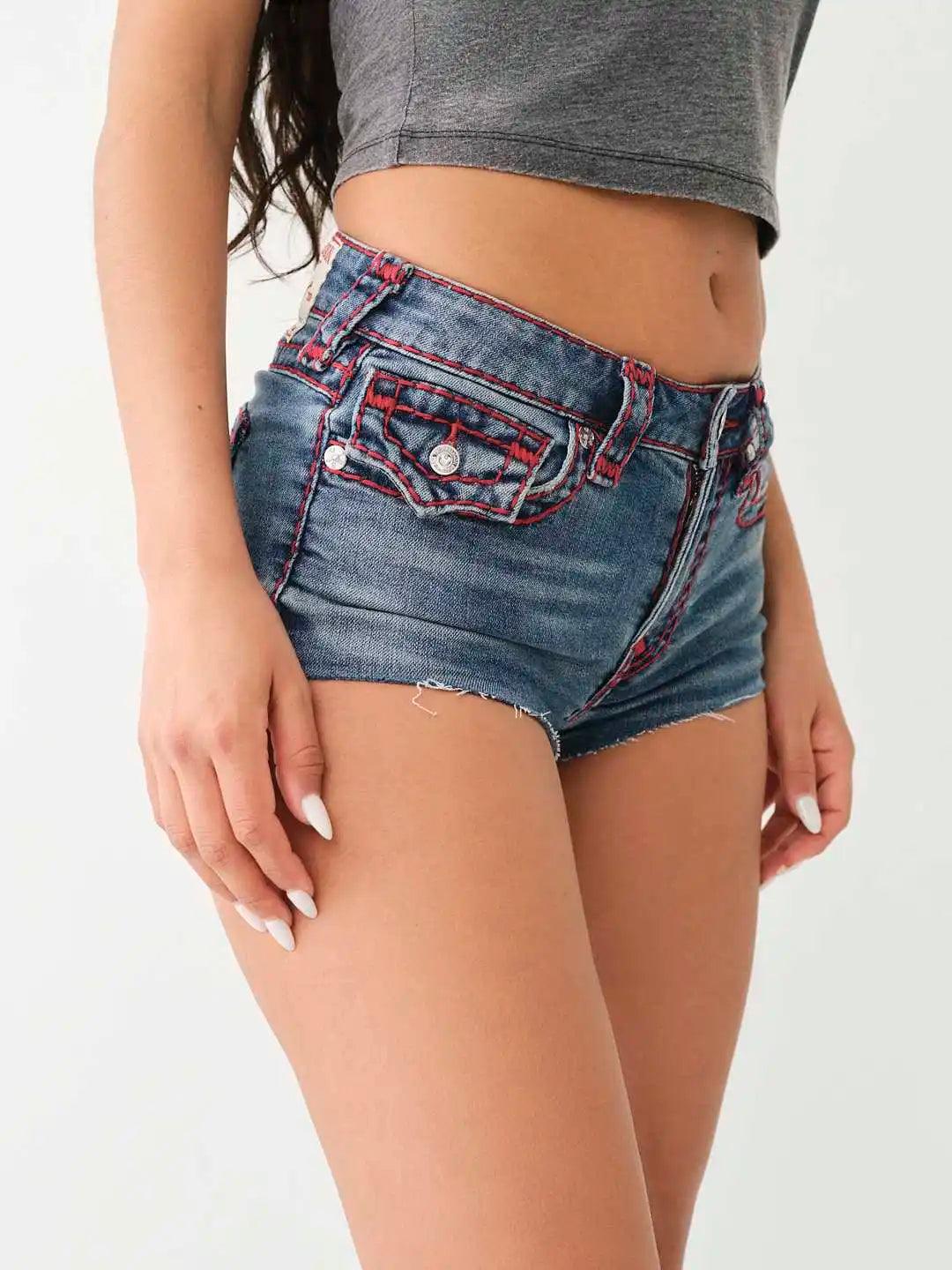 Y2K Retro Denim Mini Skirt Shorts | Embroidered High Waist Style