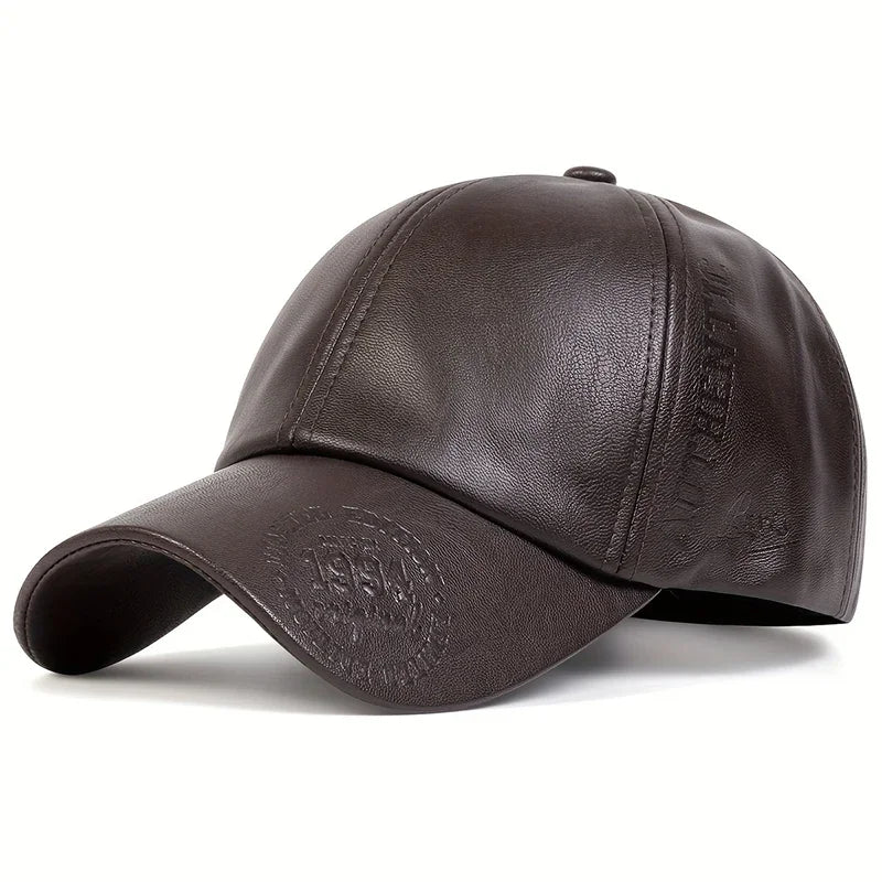Vintage Leather Baseball Cap - Unisex Casual Adjustable Trucker