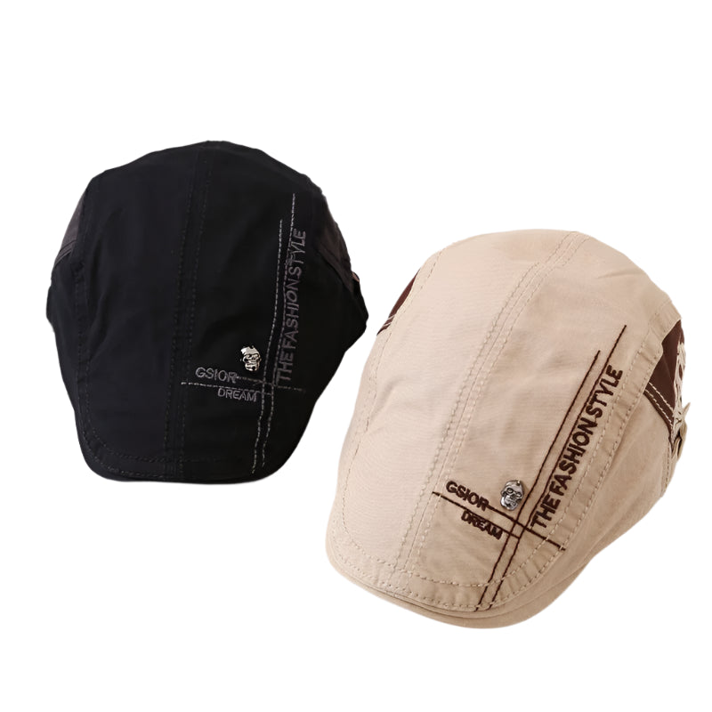 Summer Cotton Newsboy Cap - Casual Peaked Beret with Letter Detail