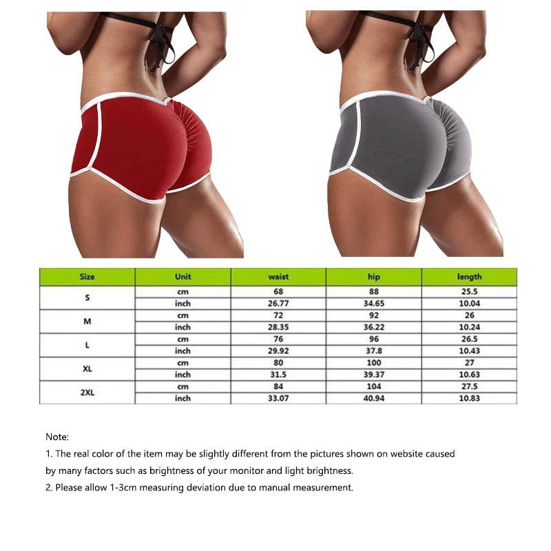 Women's Low Waist Sport Shorts: Sexy Skinny Fitness Training Shorts Chart