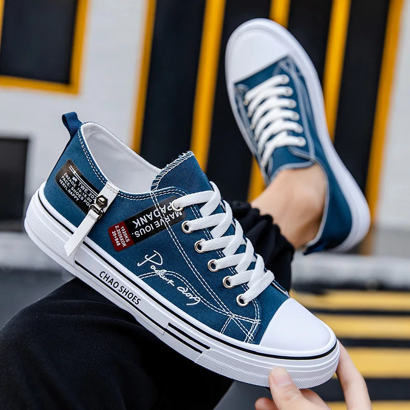 Men's Summer Canvas Sneakers: Low-Top, Breathable, Trendy Sneakers