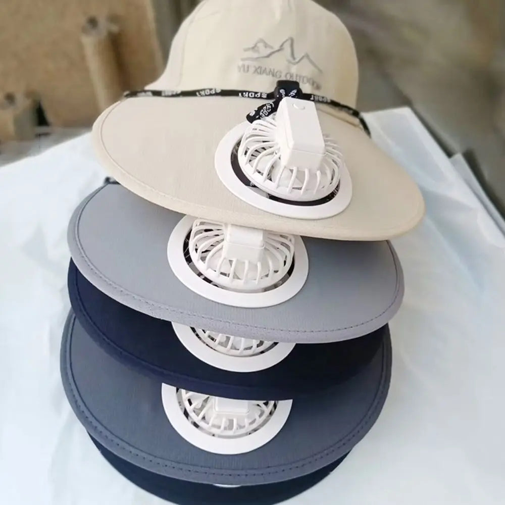 Large Brim Fan Hat - Rechargeable UV Protection Sun Shading Cap