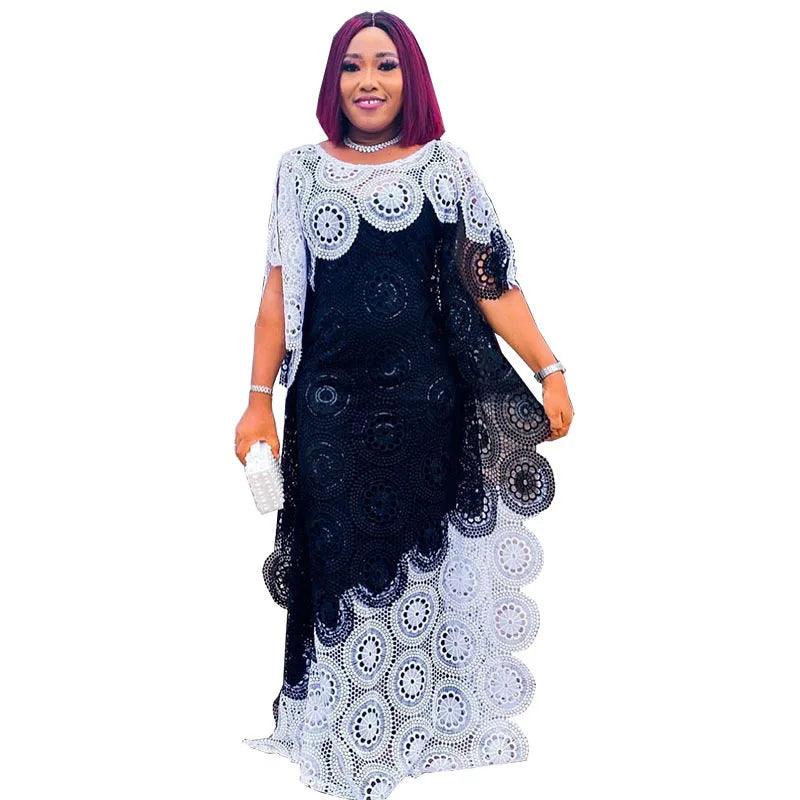 African Party Elegant Lace Abayas Dashiki Robe Kaftan Long Maxi Dress