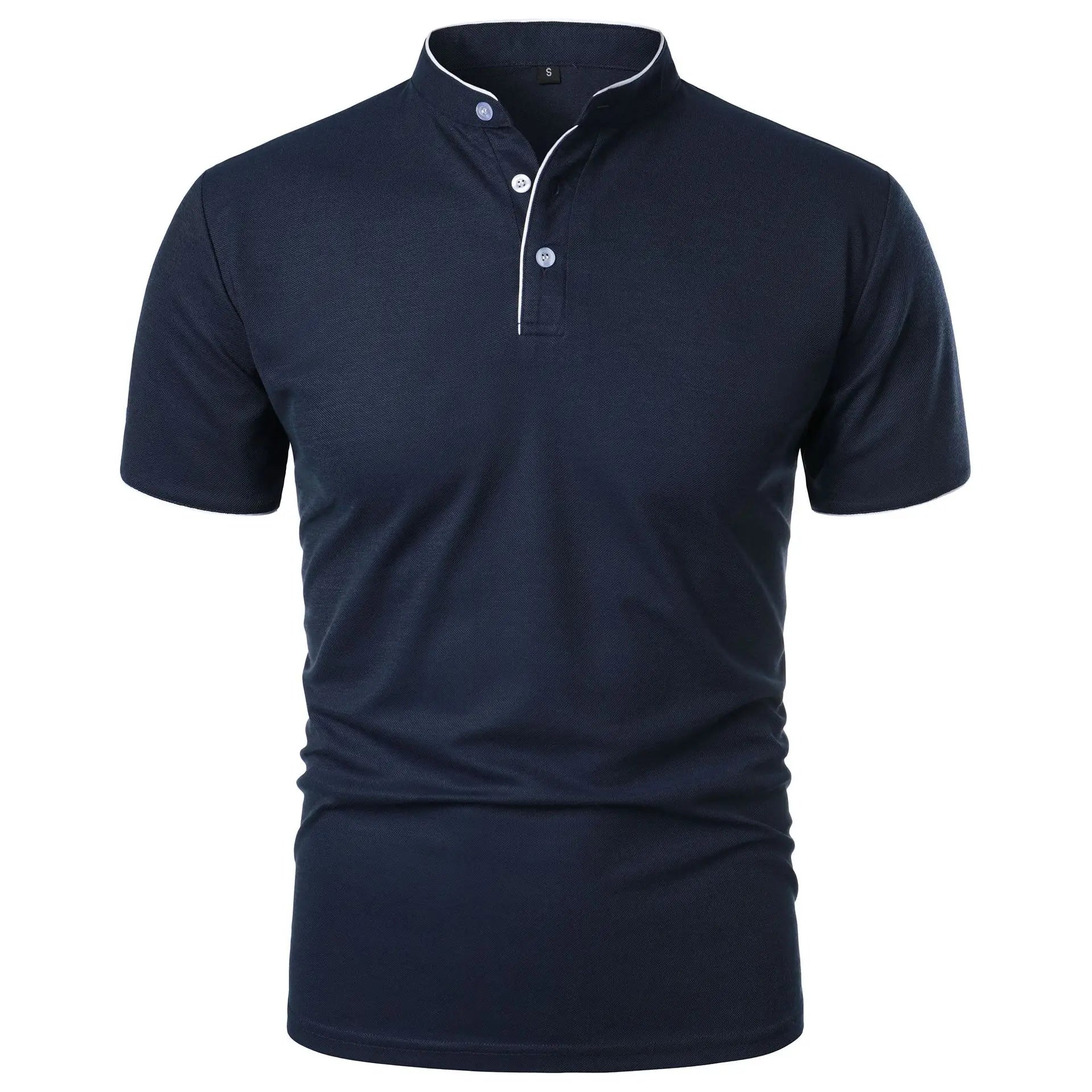 Men’s Solid Color Stand Collar T-Shirt – Slim Fit Lightweight Tee