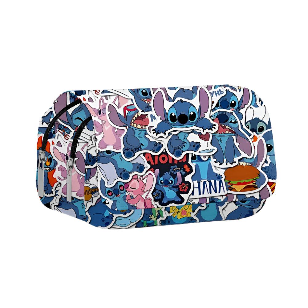Stitch Fully Printed Flap Pen Bag - Large Capacity Cartoon Students Pencil Case - JVMCL