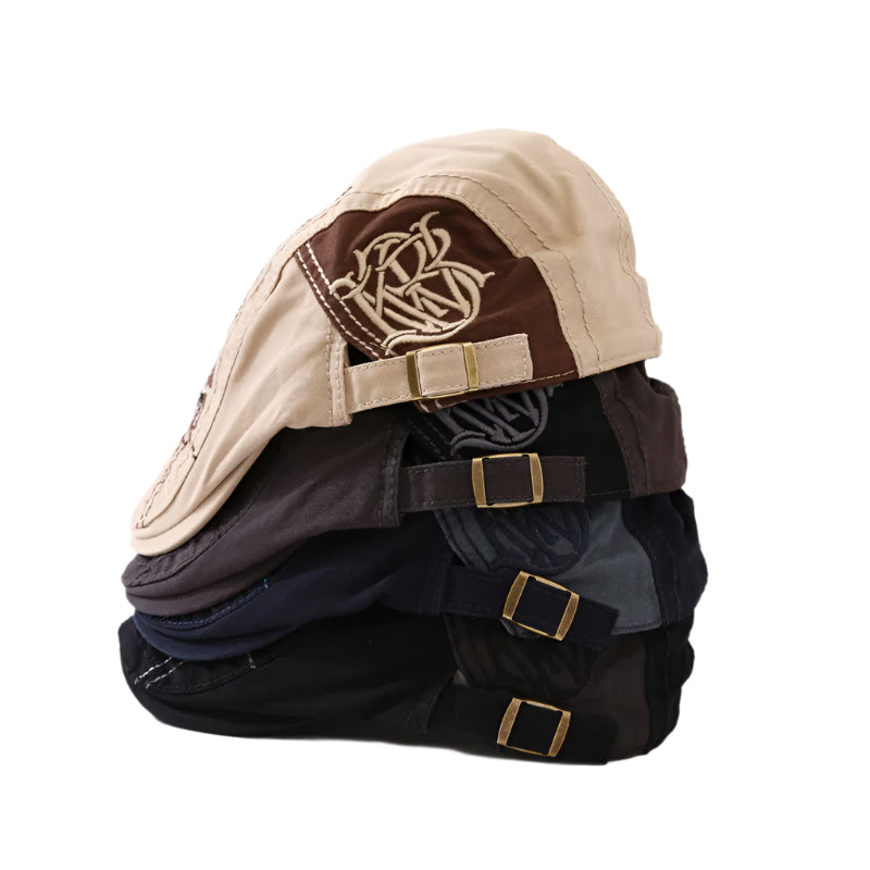 Summer Cotton Newsboy Cap - Casual Peaked Beret with Letter Detail