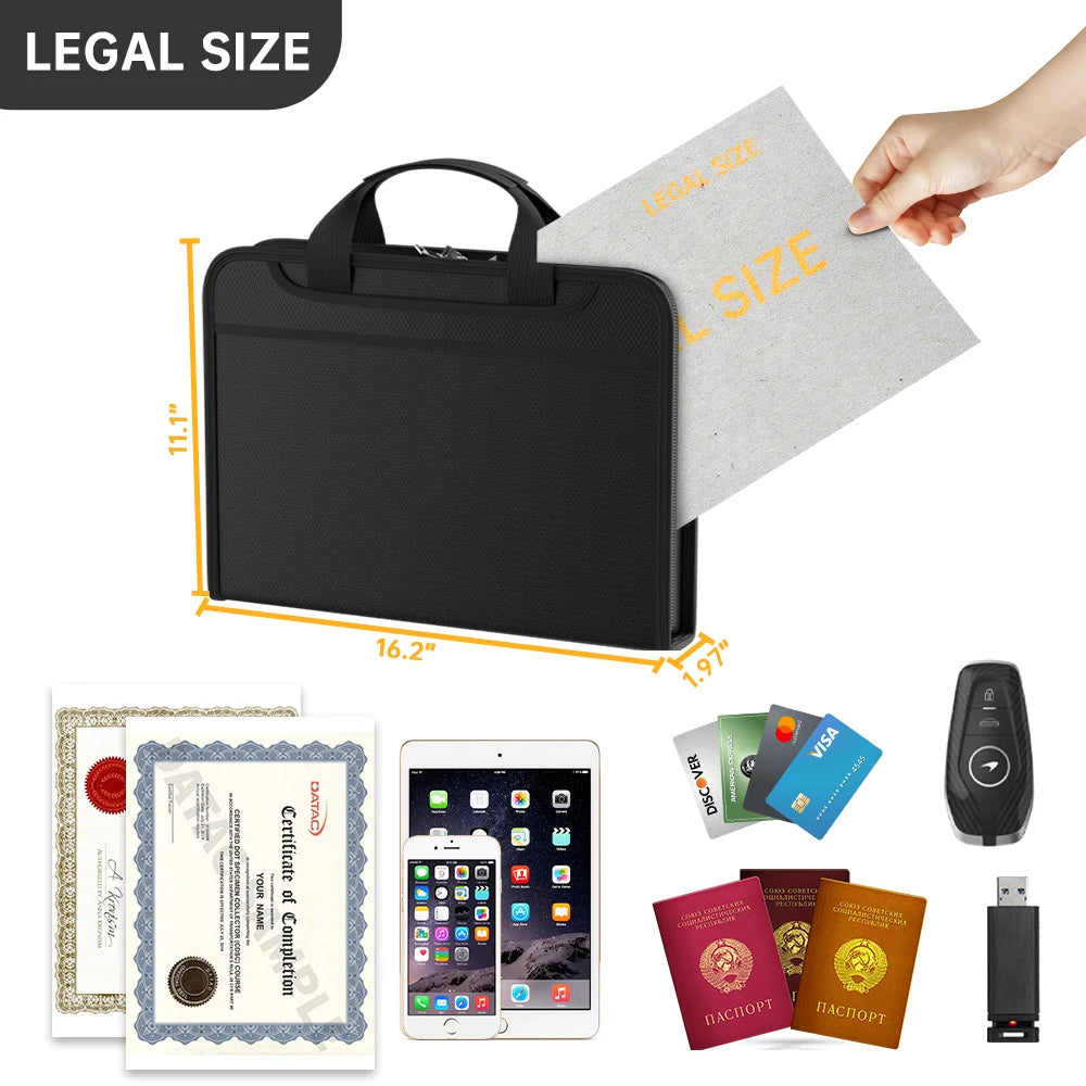 Fireproof Portable Folder: Multifunctional 12-Page Document Organizer