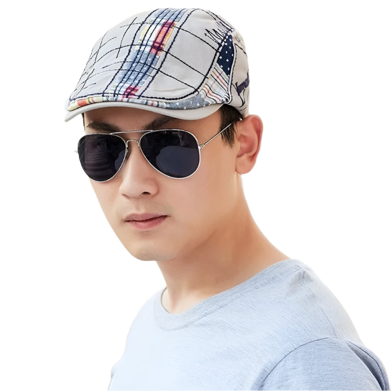 Soft Cotton Patchwork Beret - Comfortable Unisex Leisure Hat