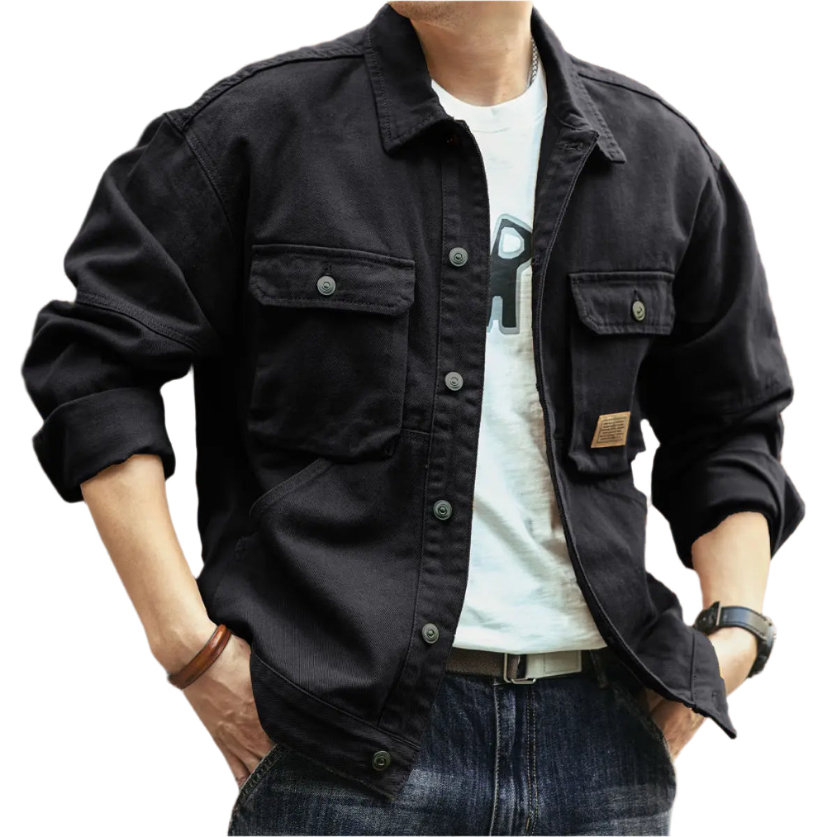 Men's Vintage Cowboy Jacket: Stylish Workwear Coat, Multi-Pocket