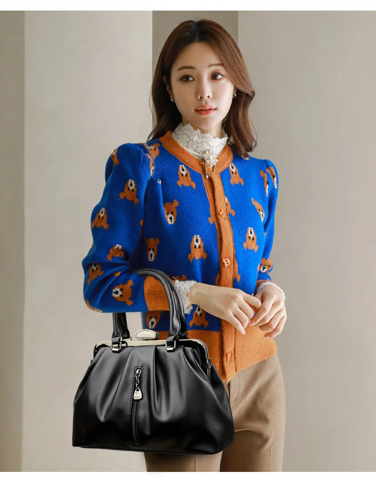 Women's Casual Tote Bag: Designer PU Leather Shoulder Crossbody