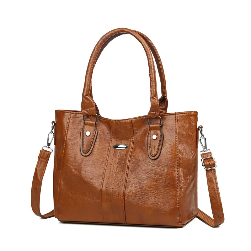 Vintage Soft Leather Handbag – Large Capacity Designer Shoulder Tote for Women