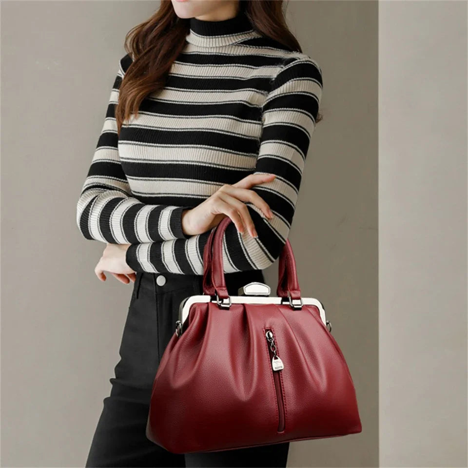 Women's Casual Tote Bag: Designer PU Leather Shoulder Crossbody