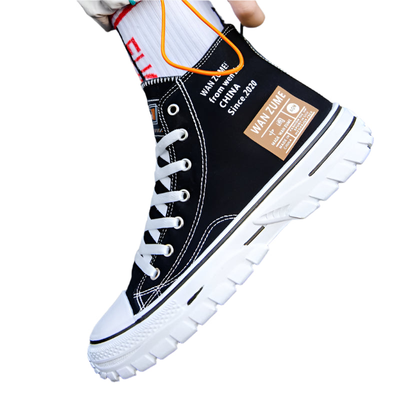 Men's High Top Canvas Sneakers – Lace-Up Sport Board Shoes for Casual Street Style