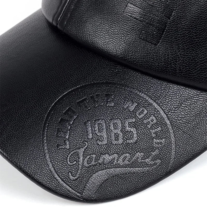 Unisex Faux Leather Baseball Cap – Adjustable, Casual, Sun Protection