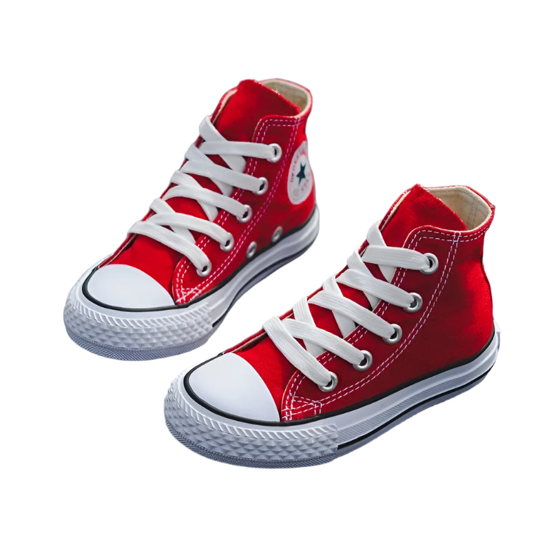 Kids’ Fashion High-Top Canvas Sneakers – Unisex School & Sports Shoes