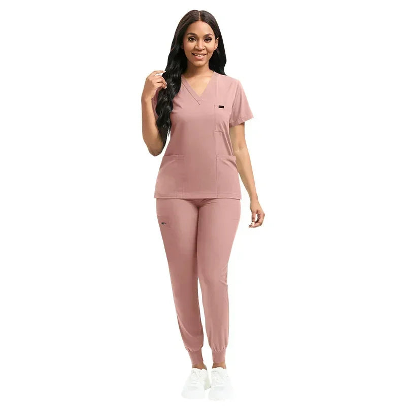 Multicolor Unisex Medical Scrubs Set - Short Sleeve V-Neck Workwear