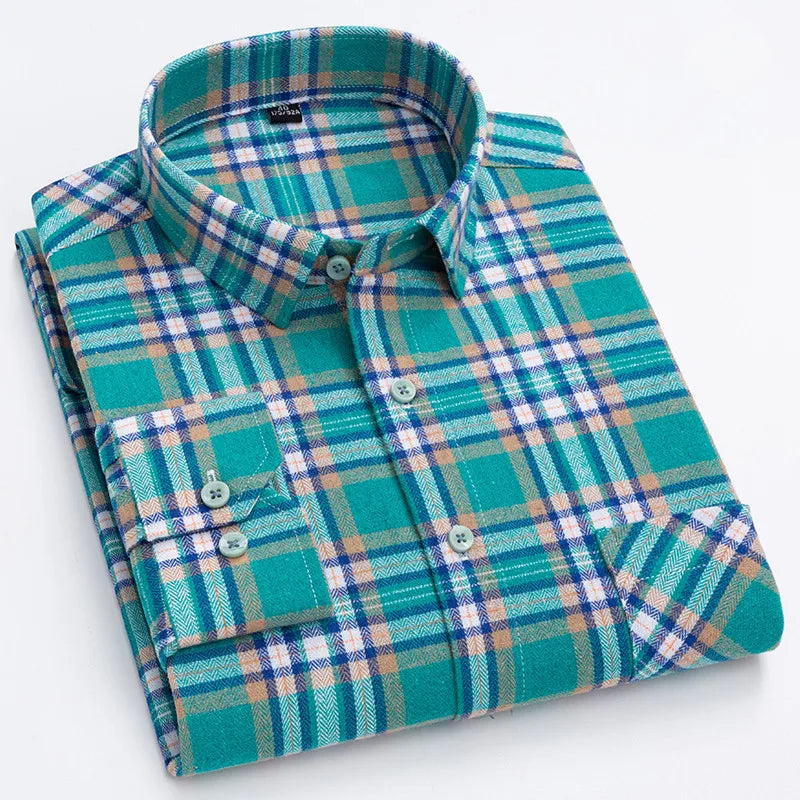 Men’s Flannel Plaid Shirt – 100% Cotton Slim Fit Casual Spring Wear