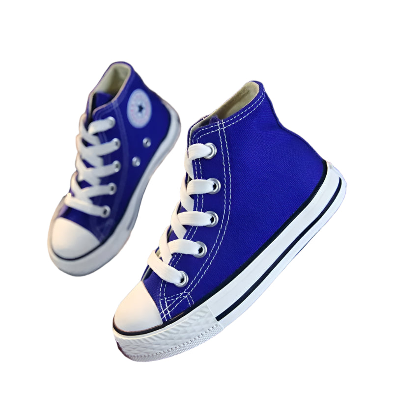 Kids’ Fashion High-Top Canvas Sneakers – Unisex School & Sports Shoes