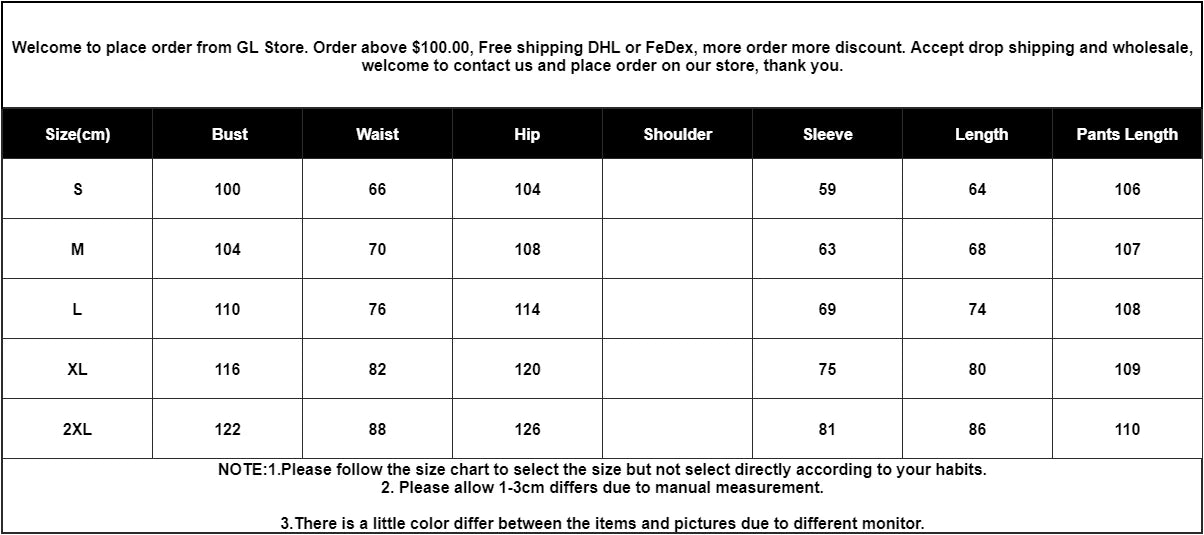 Women's Fashion 2-Piece Set – Long Sleeve Shirt & Straight Pants Chart
