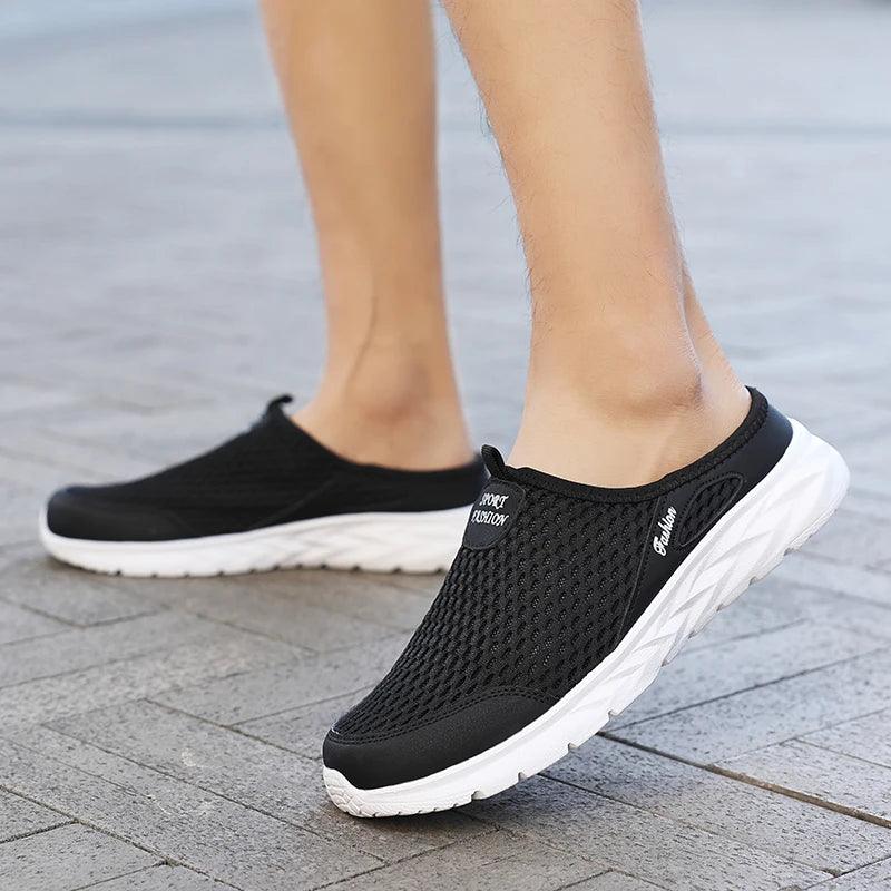 Breathable Mesh Men’s Summer Half Slippers | Lightweight Walking Shoes