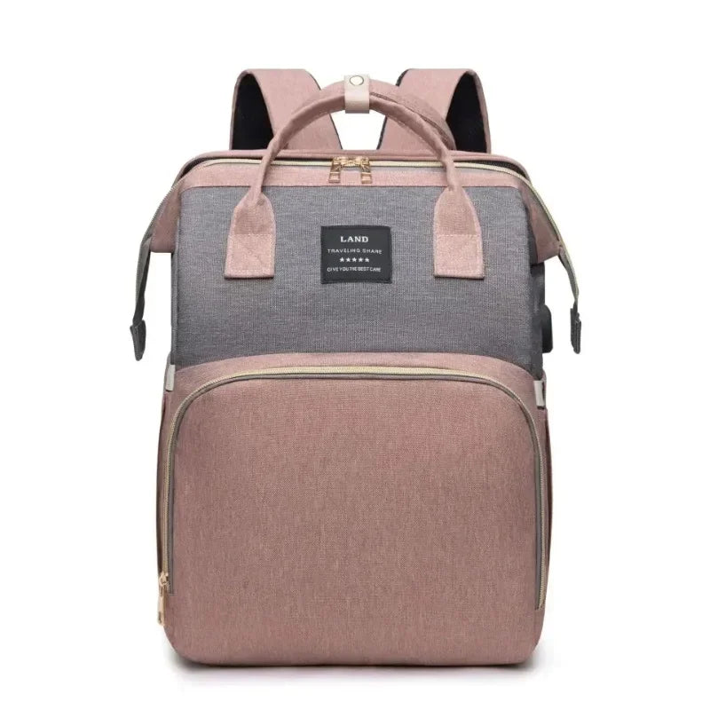 Folding Mommy Bag with Portable Crib – On-the-Go All-in-One Diaper Backpack