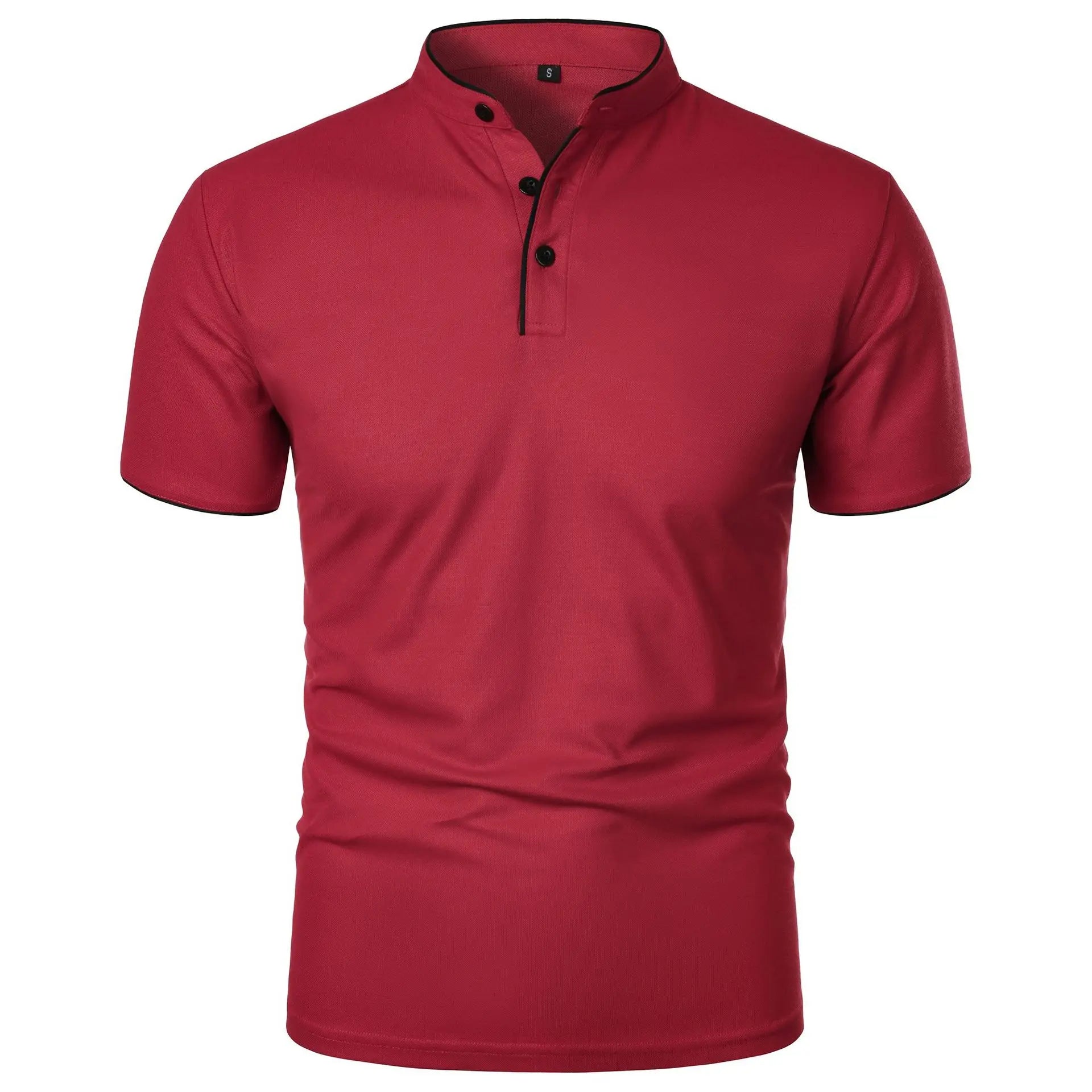Men’s Solid Color Stand Collar T-Shirt – Slim Fit Lightweight Tee