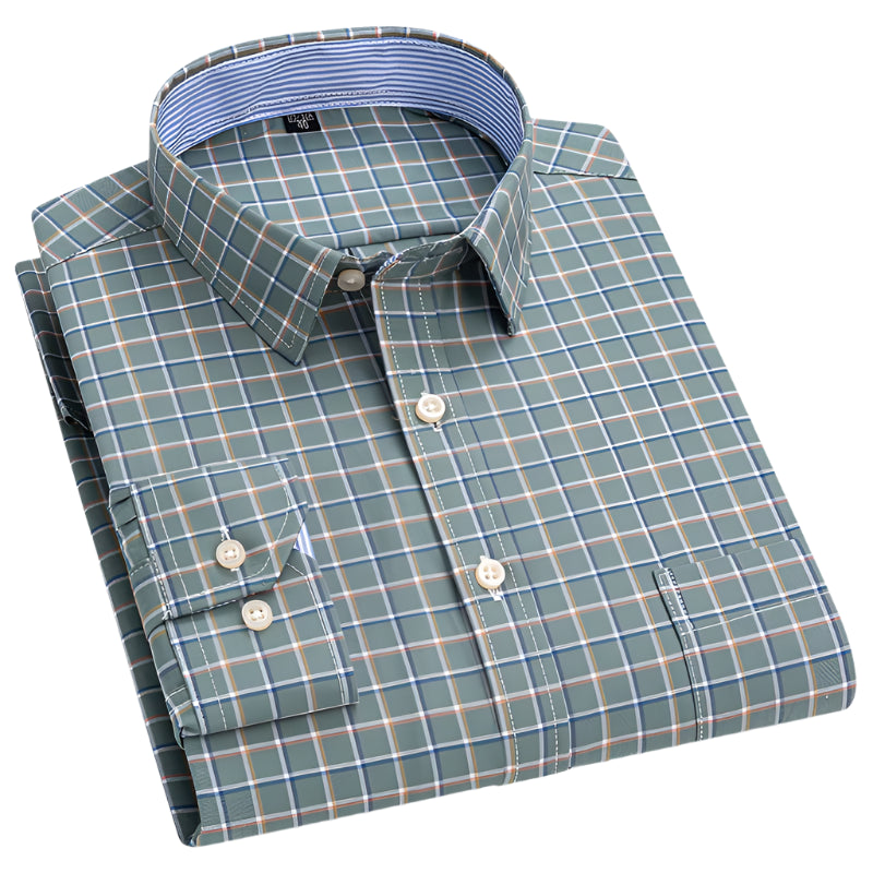 Men’s 100% Cotton Plaid Oxford Shirt – Smart Casual Plus Size 7XL