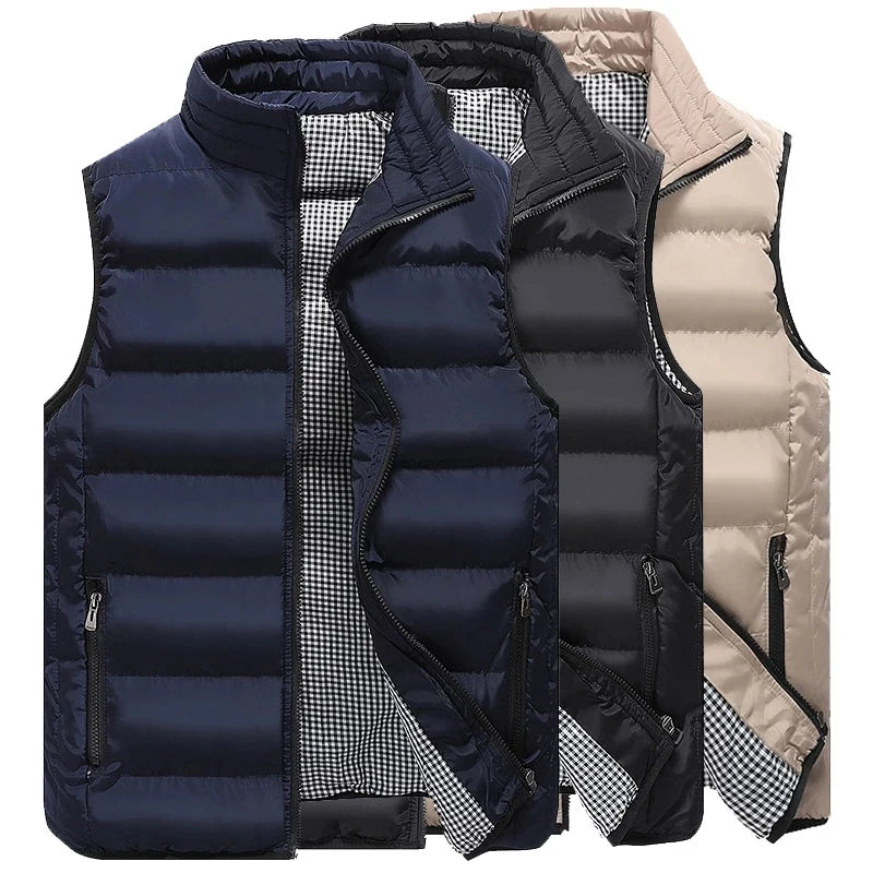Men's High-End Cotton Vest Jacket – Thick Sleeveless Winter Waistcoat