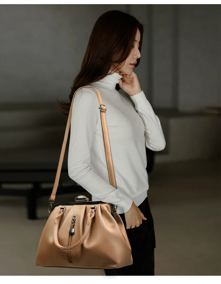 Women's Casual Tote Bag: Designer PU Leather Shoulder Crossbody