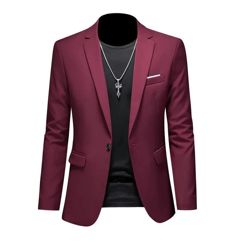 Boutique Men's Blazer: Solid Color Fashion for Business & Weddings