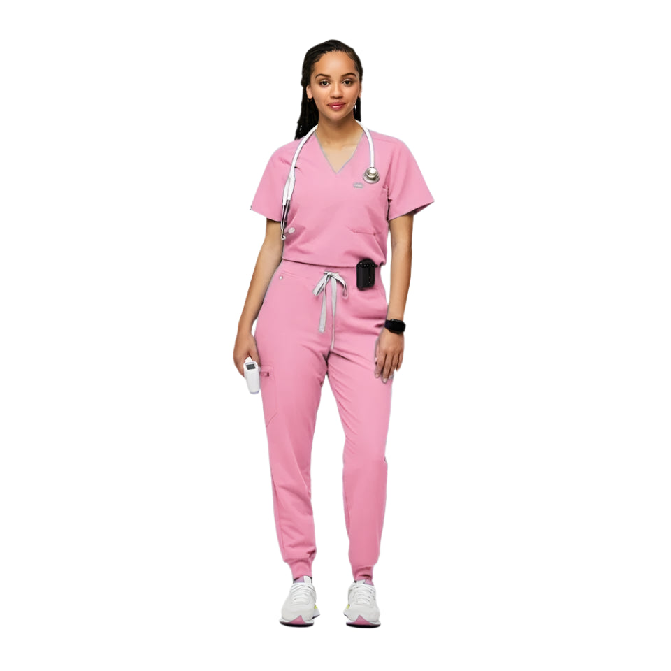 Women's Fashionable Scrub Set - Jersey Medical Uniform Top & Pants