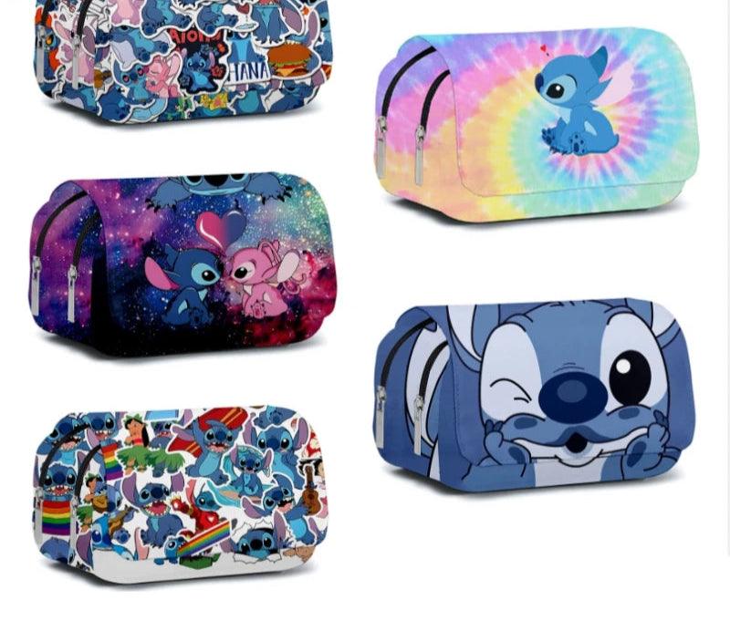 Stitch Fully Printed Flap Pen Bag - Large Capacity Cartoon Students Pencil Case - JVMCL
