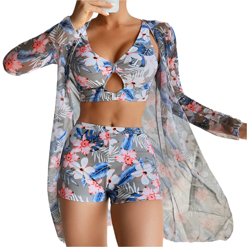 Women's 3PC Tankini Set - Push Up Swimwear for Beach & Pool