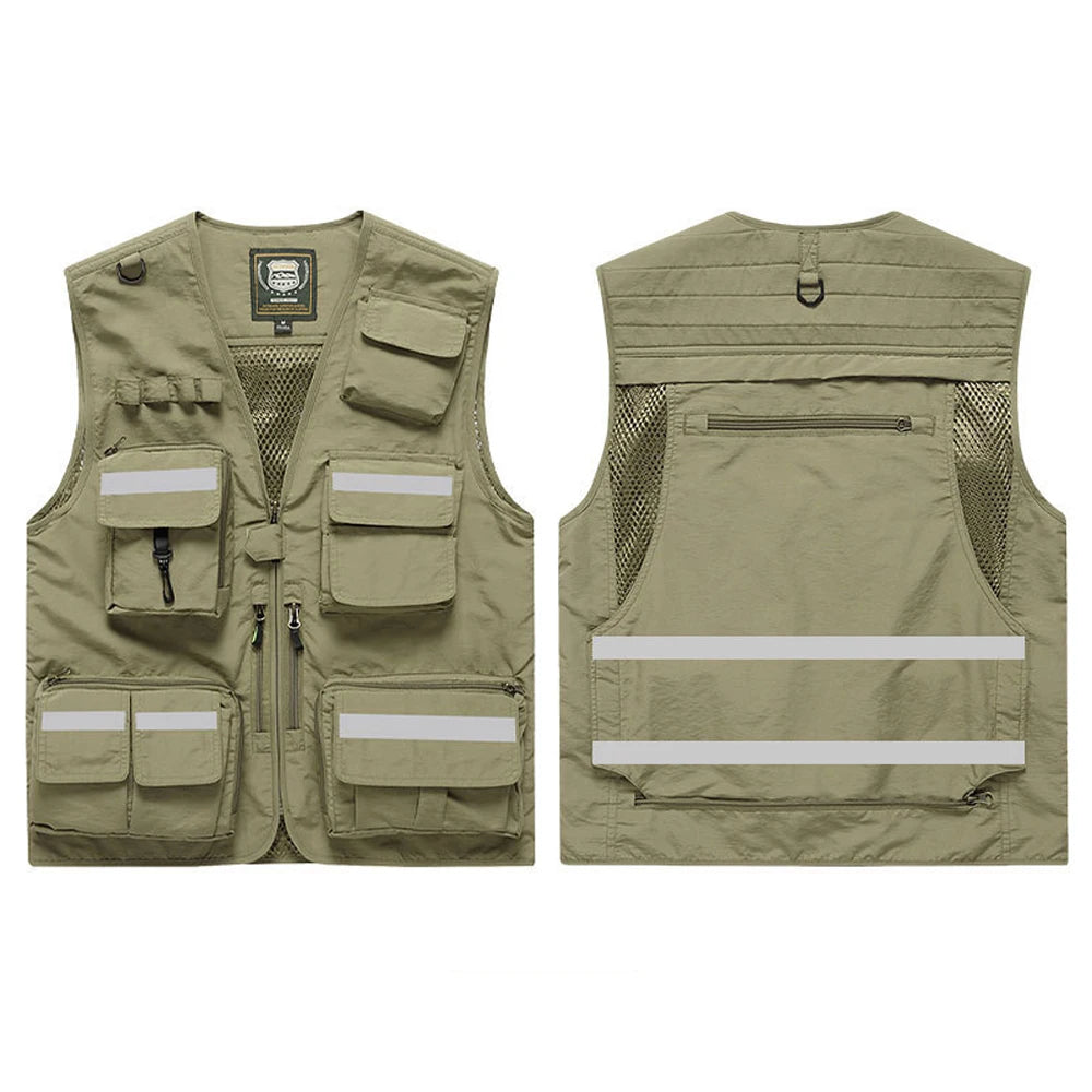 Hi-Vis Reflective Safety Vest – Multi-Pocket Utility Jacket