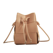 Small Woven Bucket Bag – Drawstring Designer Shoulder Handbag for Women