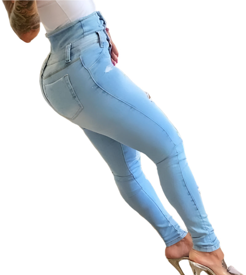 High Waist Casual Pencil Jeans for Women – Spring Denim Bodycon Fit
