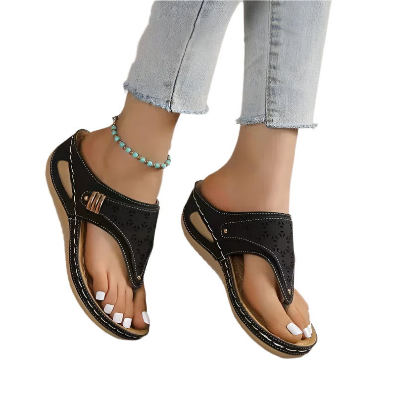 Women’s Orthopedic Clip Toe Wedge Sandals – Soft Arch Support Flip Flops