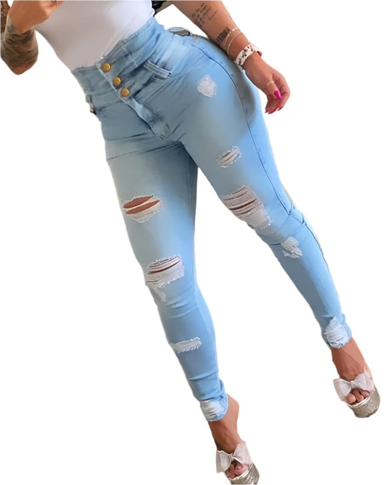 High Waist Casual Pencil Jeans for Women – Spring Denim Bodycon Fit