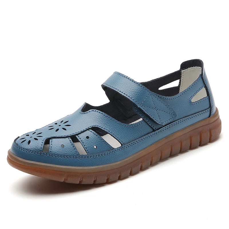 Women's Breathable Leather Sandals: Non-Slip Casual Roman Style
