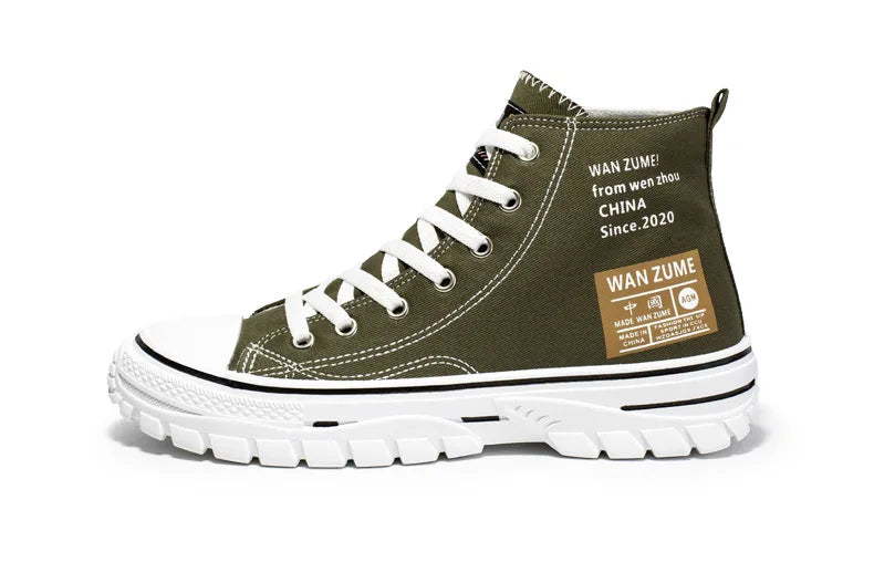 Men's High Top Canvas Sneakers – Lace-Up Sport Board Shoes for Casual Street Style