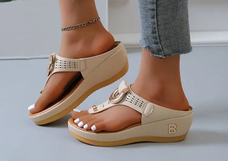 Women's New Summer Wedge Sandals - Open Toe Slip-On Beach Shoes