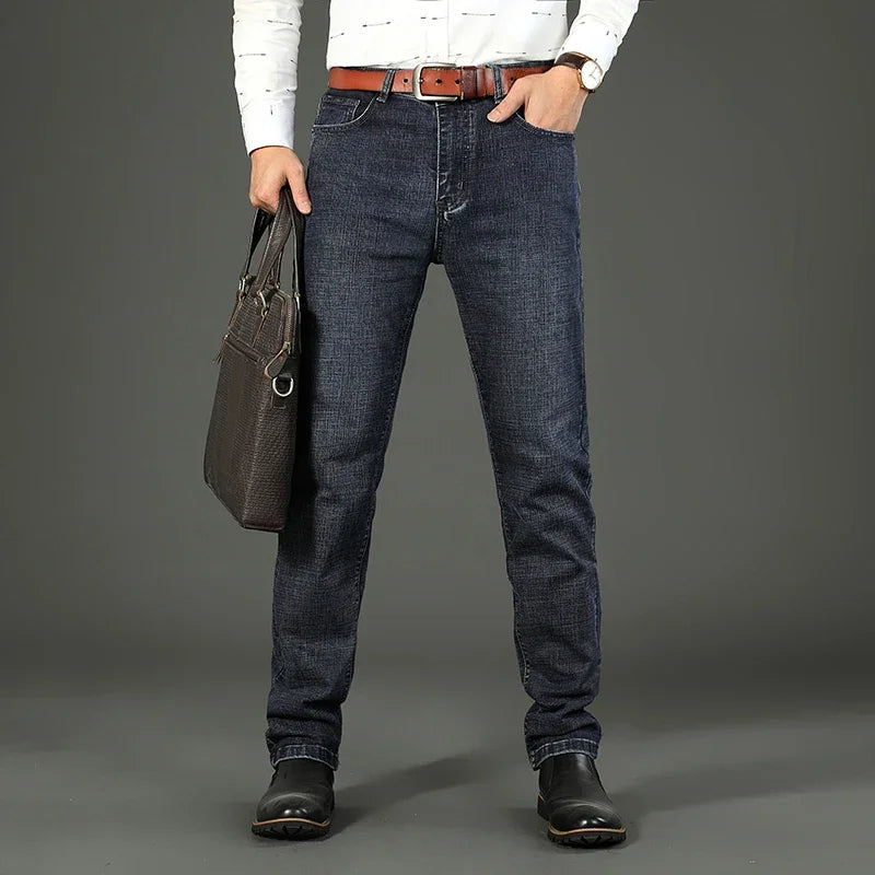Men's Business Casual Jeans: Slim Straight Stretch Denim