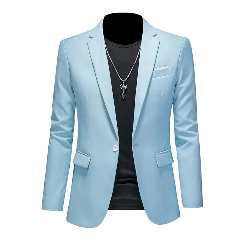 Boutique Men's Blazer: Solid Color Fashion for Business & Weddings
