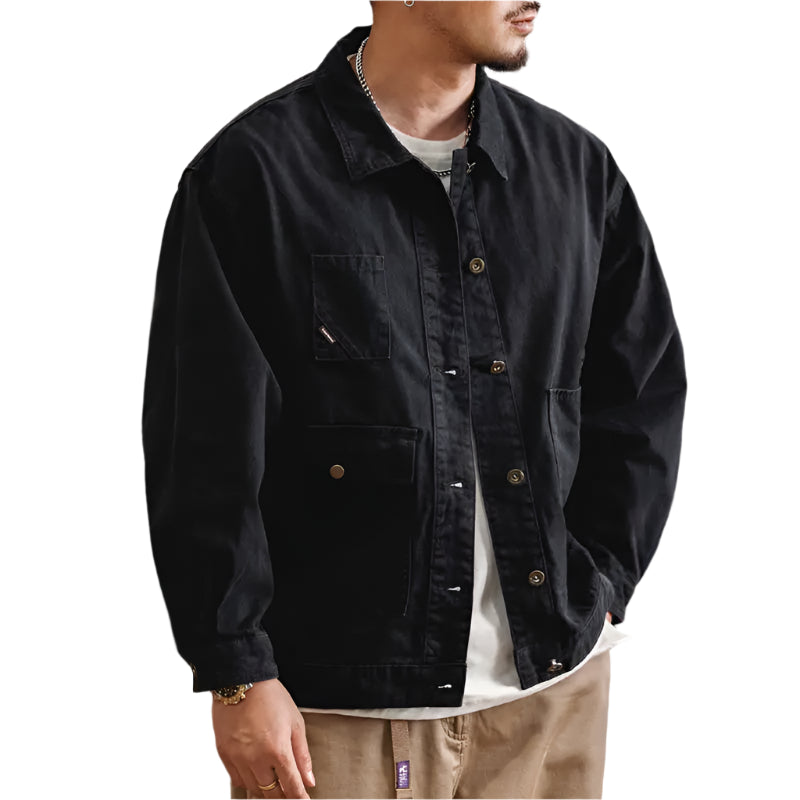 Men's Vintage Cowboy Jacket: Stylish Workwear Coat, Multi-Pocket